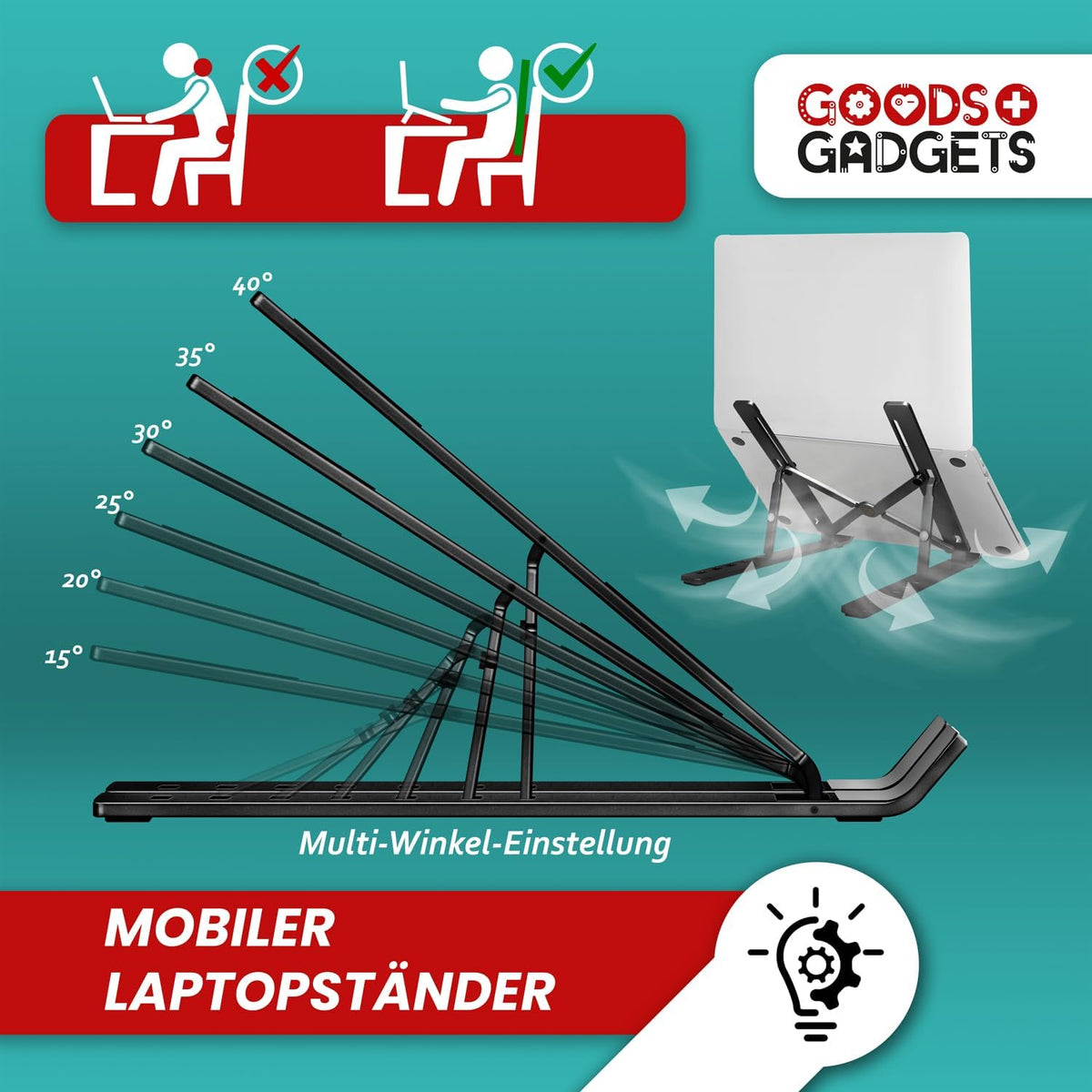 Ergonomische Laptophalterung – Faltbar & Höhenverstellbar #Variante_Kunststoff