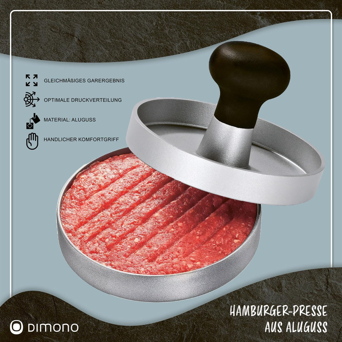 Profi Hamburgerpresse aus Aluguss – Burger-Former für perfekte Patties