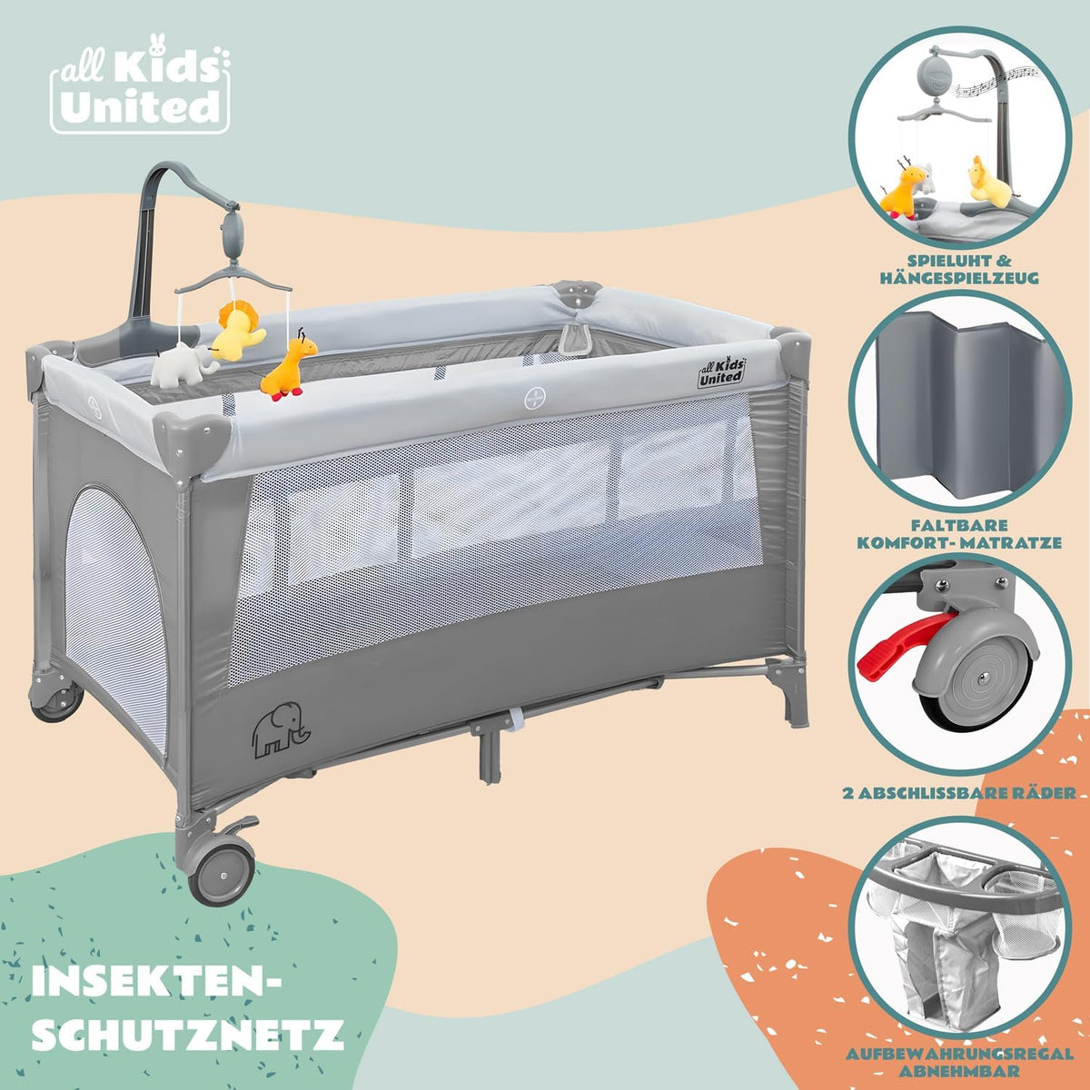 Baby-Reisebett Grau #Farbe_Grau