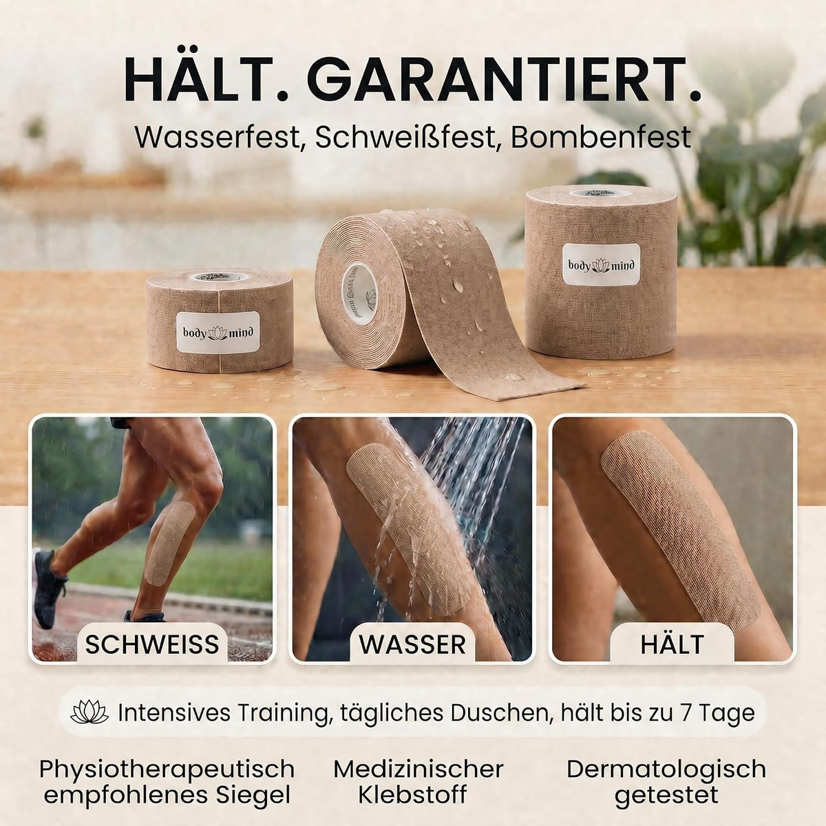 Kinesiologie Tape 10cm x 5m – Extra breites Sporttape Physio
