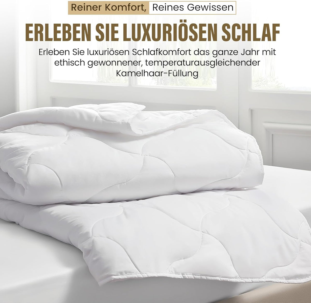 Kamelhaar-Decke Bettdecke 4-Jahreszeiten 135x200cm - Atmungsaktiv