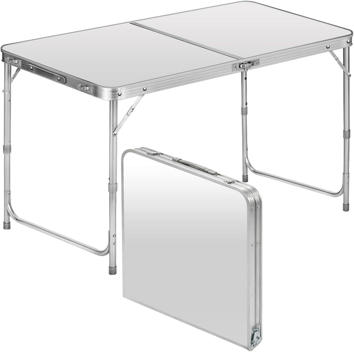 Klapptisch 120x60cm - Höhenverstellbarer Campingtisch Faltbar #Farbe_Weiß