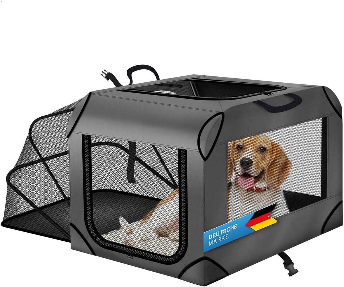 Hundetransportbox & Laufstall Kombi - Faltbare Auto-Hundebox
