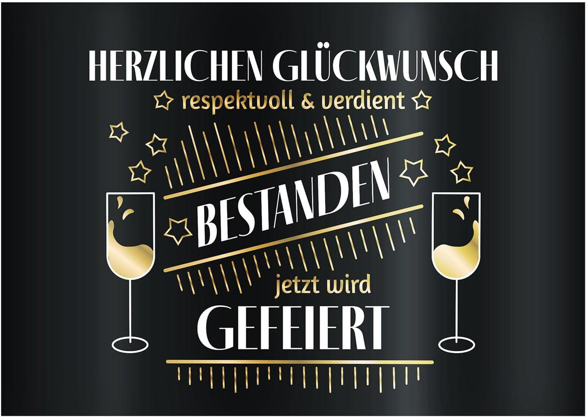 3x Flaschenetikett Verdient Bestanden – Geschenk für Prüfungen #Thema_Sternchen