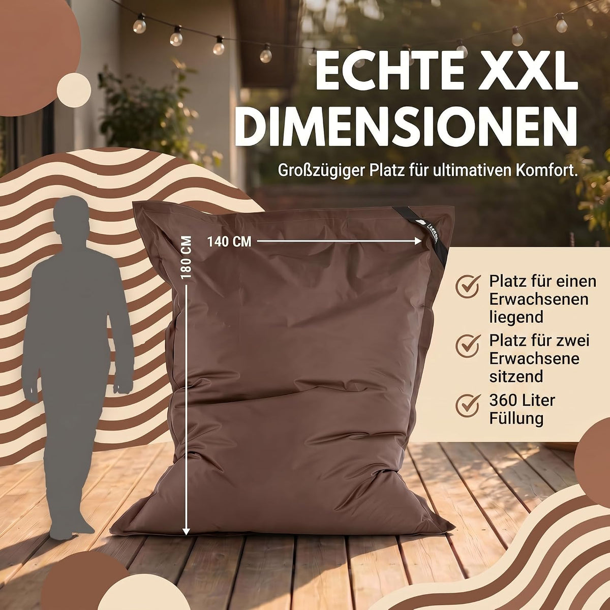 LazyBag XXL – archivierte doppelte Aufnahme (Braun) #Farbe_Archiv
