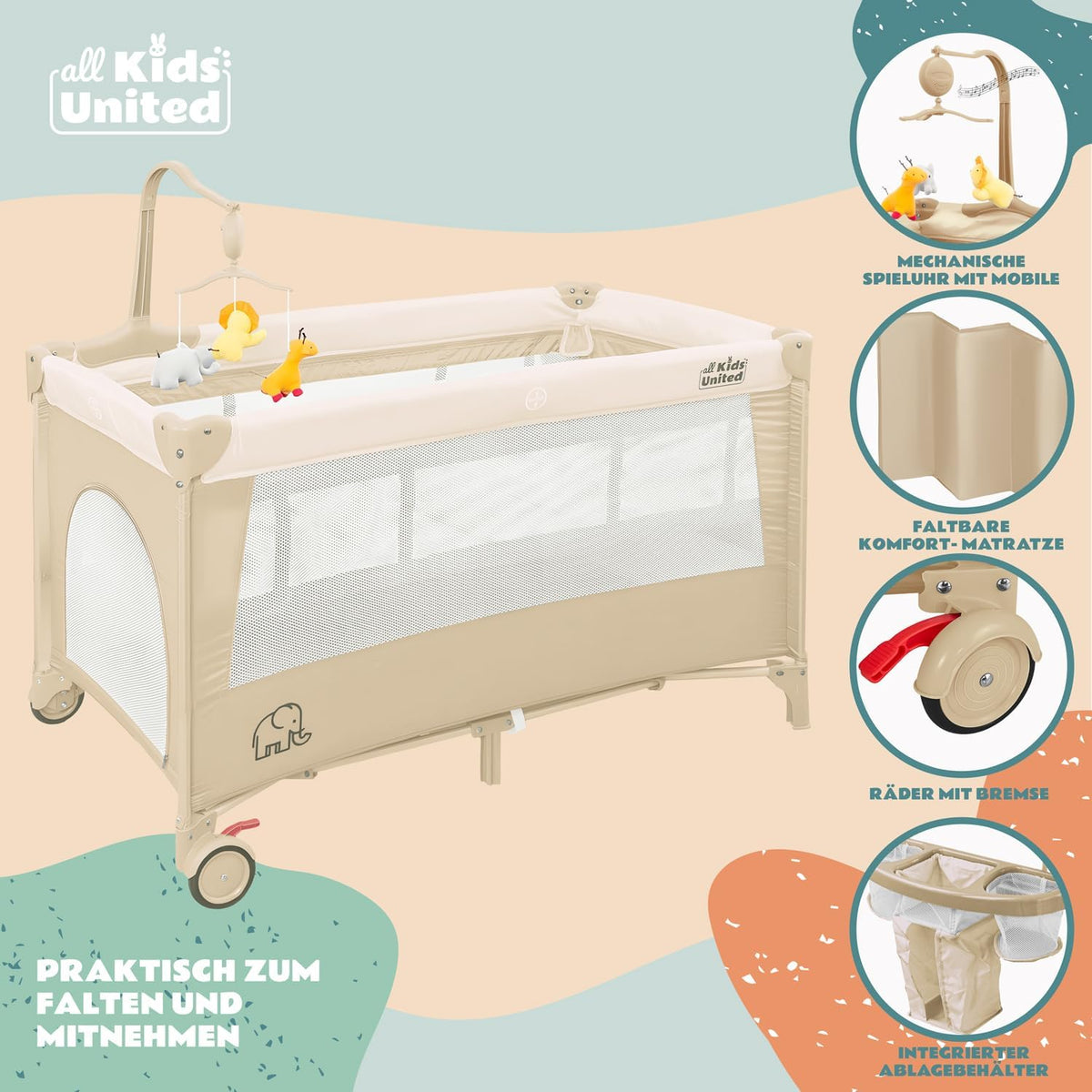 Baby-Reisebett Beige #Farbe_Beige