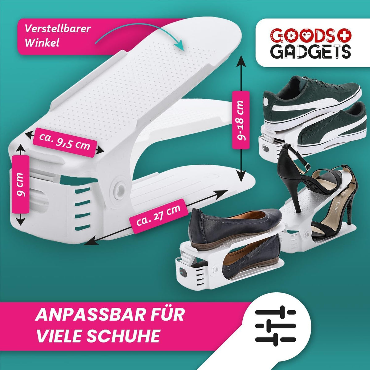 2er Set Schuhstapler - Platzsparende Schuhorganizer für den Schrank #Variante_5 Paar (= 10 Stück)