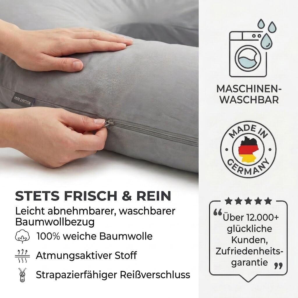 Schwangerschaftskissen & Seitenschläferkissen U-Form Stillkissen #Farbe_Grau