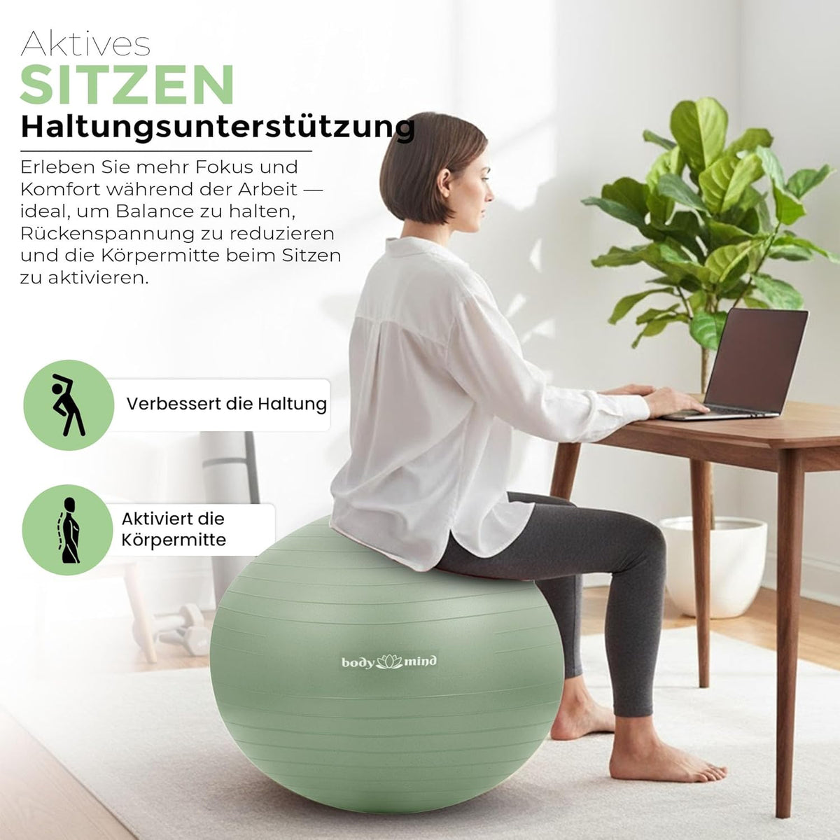 Body & Mind Gymnastikball Grün Detailbild #Farbe_Grün