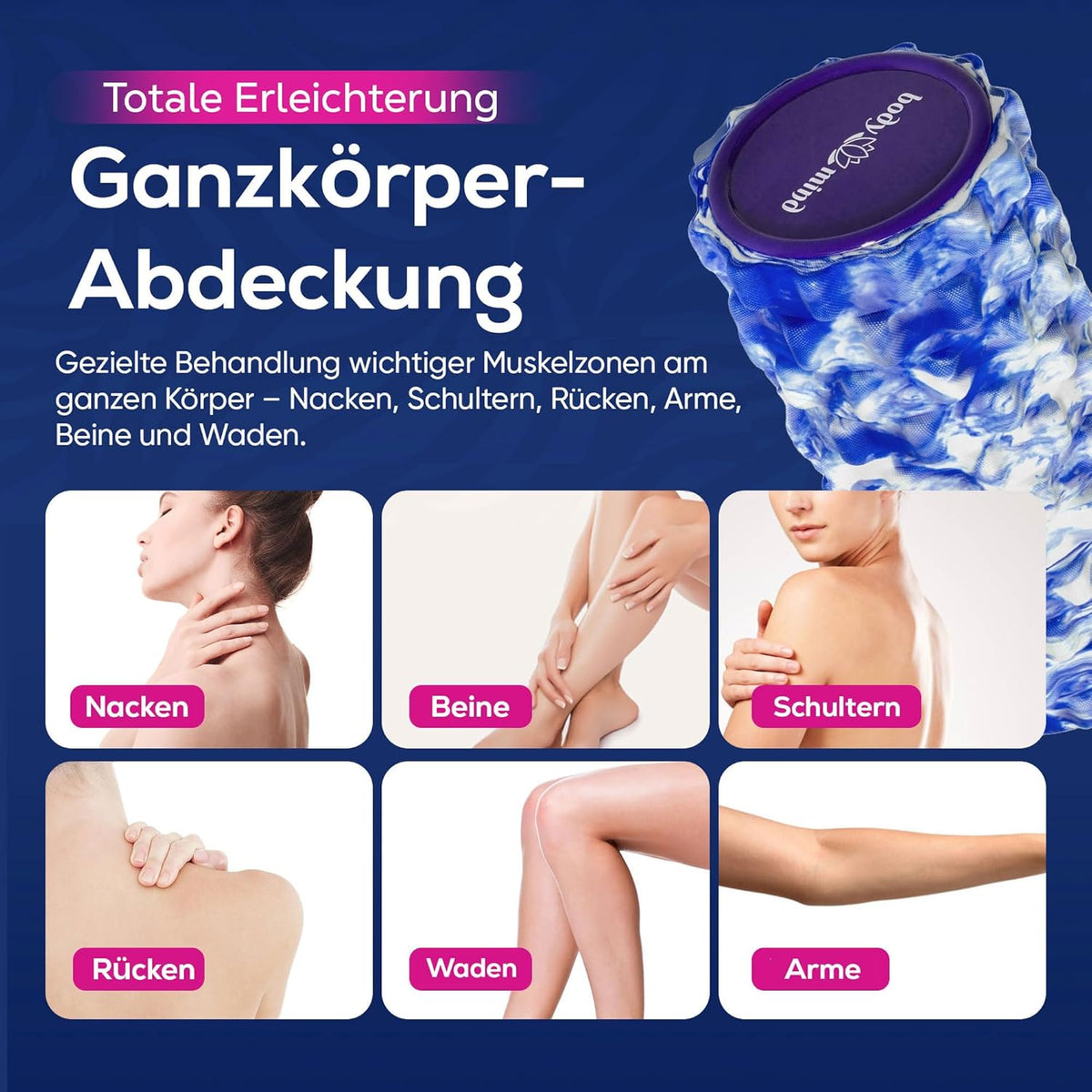Body & Mind Faszienrolle – Massage-Rolle für Faszientraining #Farbe_Blau-Weiß