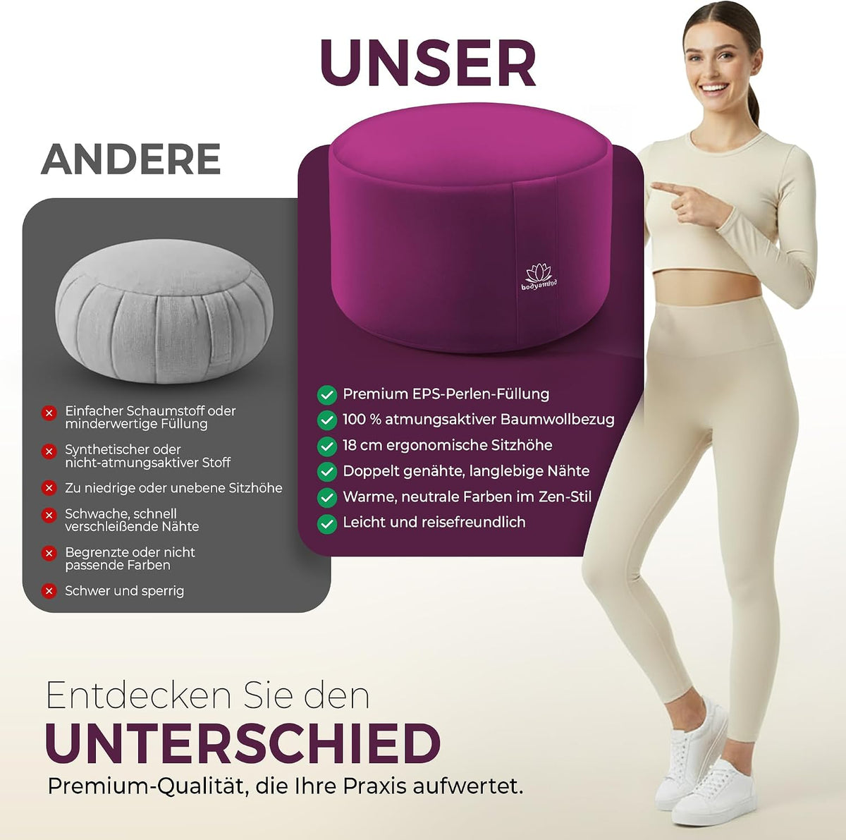 Yoga Meditationskissen - Ergonomisches Bodenkissen zur Entspannung #Farbe_Violett