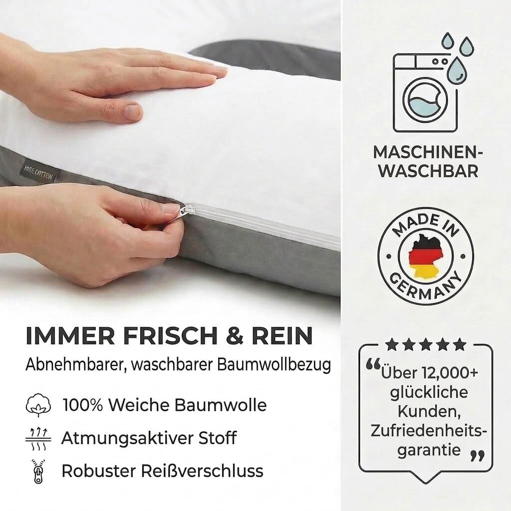 Schwangerschaftskissen & Seitenschläferkissen U-Form Stillkissen #Farbe_Grau-Weiß