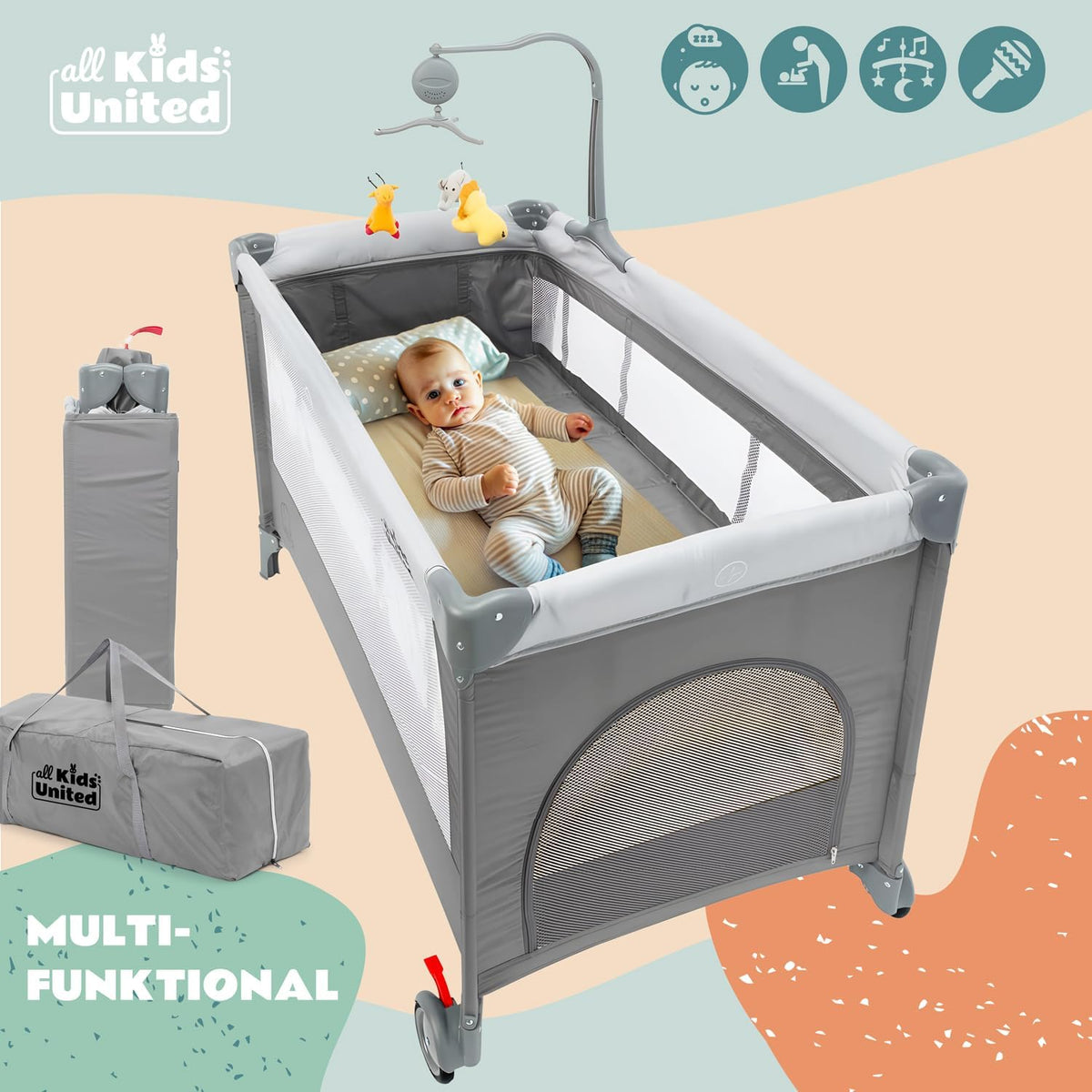 Baby-Reisebett Grau #Farbe_Grau