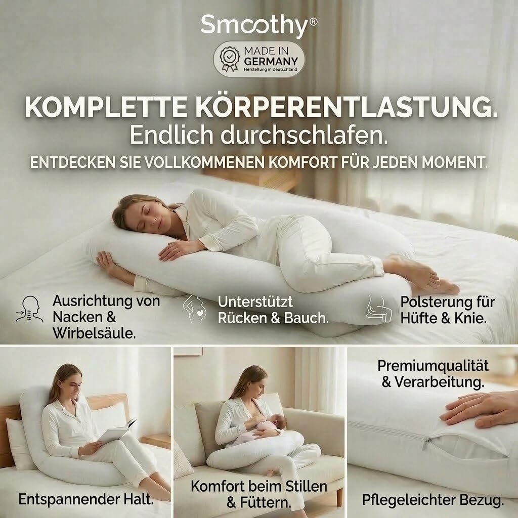 Schwangerschaftskissen & Seitenschläferkissen U-Form Stillkissen #Farbe_Weiß