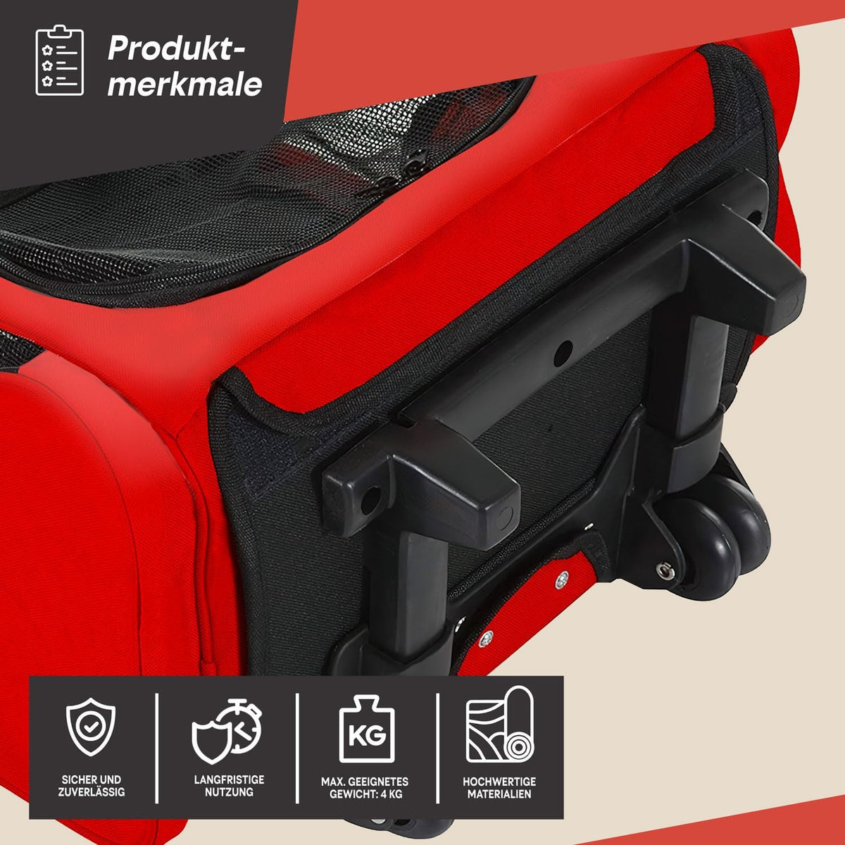 Hunde-Trolley & Haustier-Rucksack – Rot #Farbe_Rot