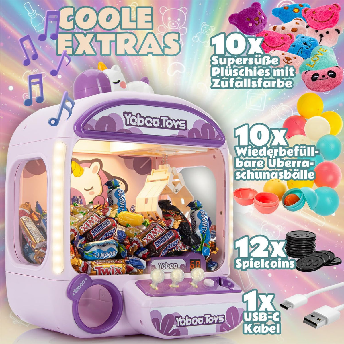 Deluxe Süßigkeiten Greifautomat - Candy Grabber Supreme #Variante_Einhorn