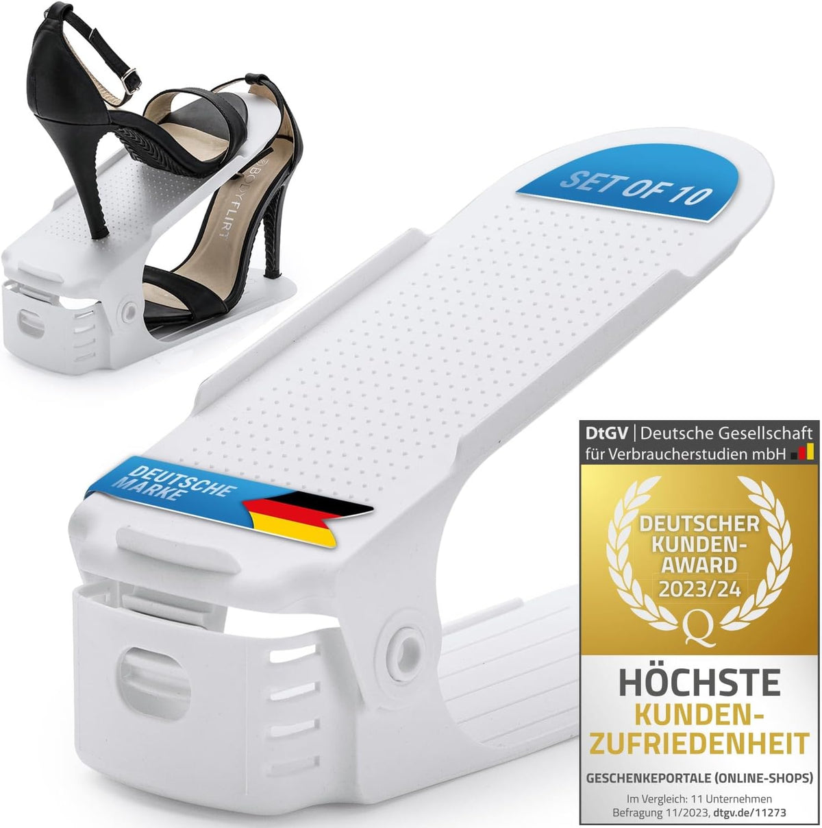 2er Set Schuhstapler - Platzsparende Schuhorganizer für den Schrank #Variante_5 Paar (= 10 Stück)