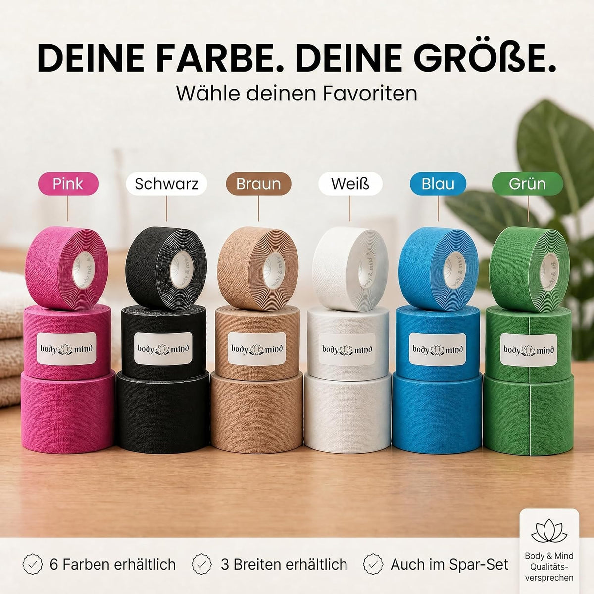 Kinesiologie-Tape 2,5cm - Elastisches Sporttape für Physiotherapie