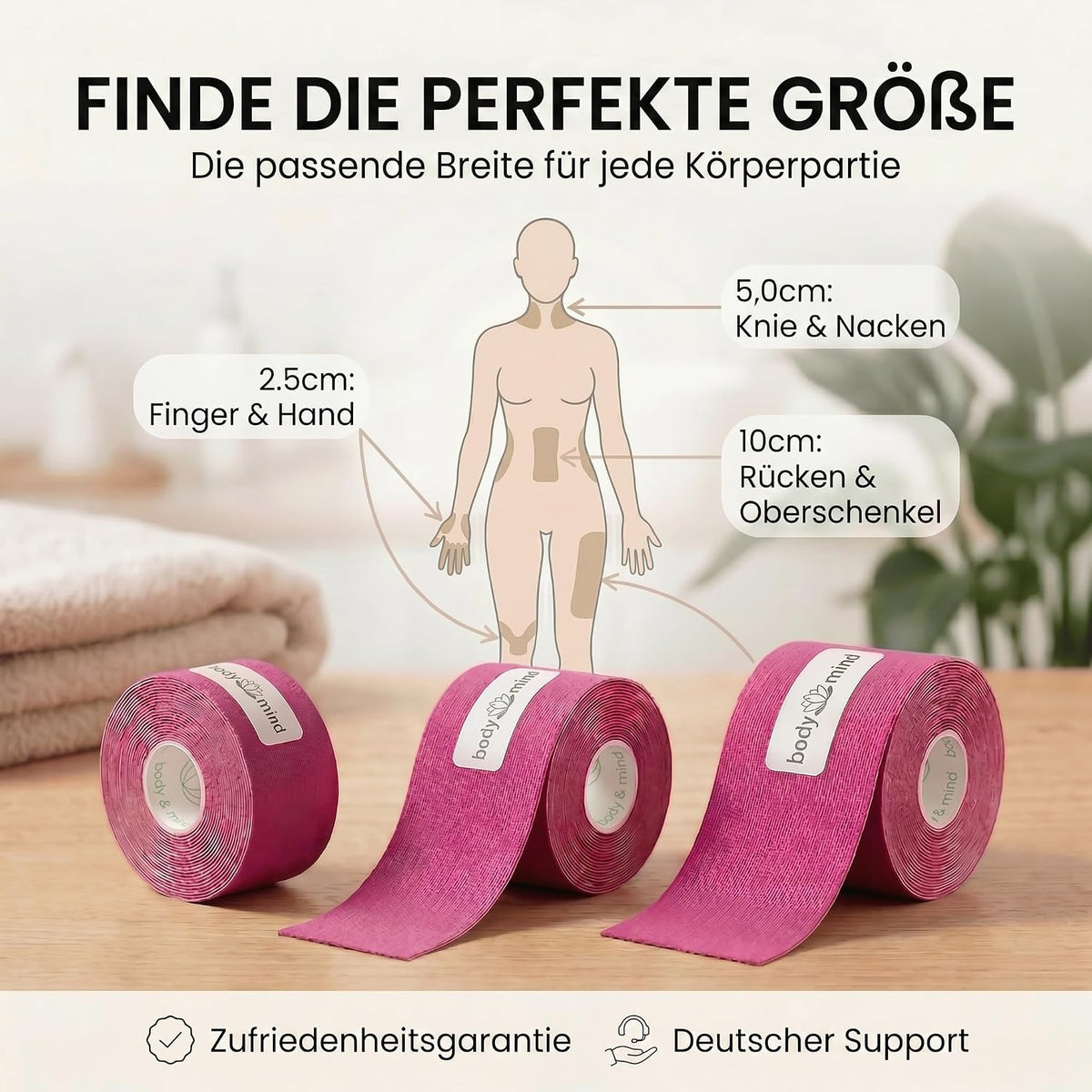 Kinesiologie Tape 10cm x 5m – Extra breites Sporttape Physio