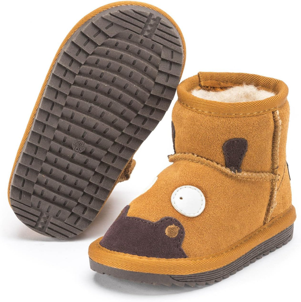 Snugs Kinder Lammfellstiefel – Warme Winterstiefel aus Rauleder #Farbe_Hellbraun
