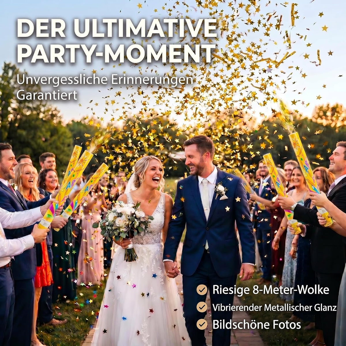 Konfettikanone XXL 60cm Gold Metallic - Party-Shooter für Events #Anzahl_1