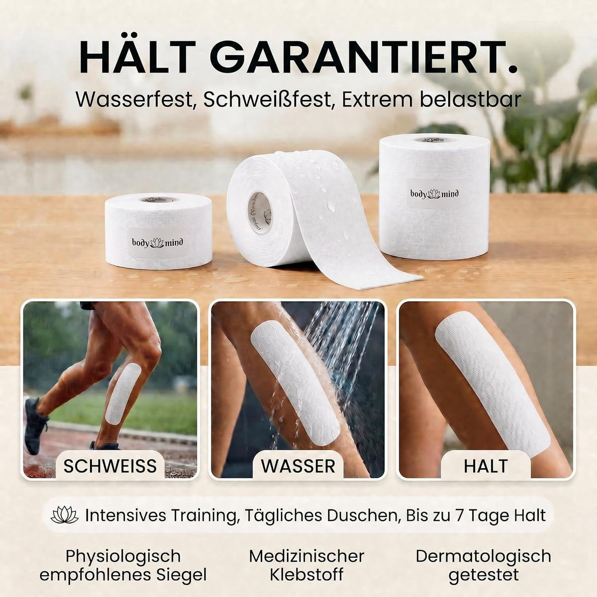 Kinesiologie-Tape 2,5cm - Elastisches Sporttape für Physiotherapie