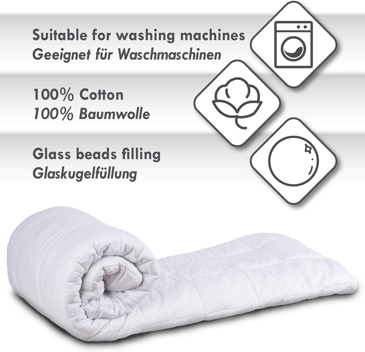 Schwerkraftdecke 8 kg – Weiß #Farbe_Weiß