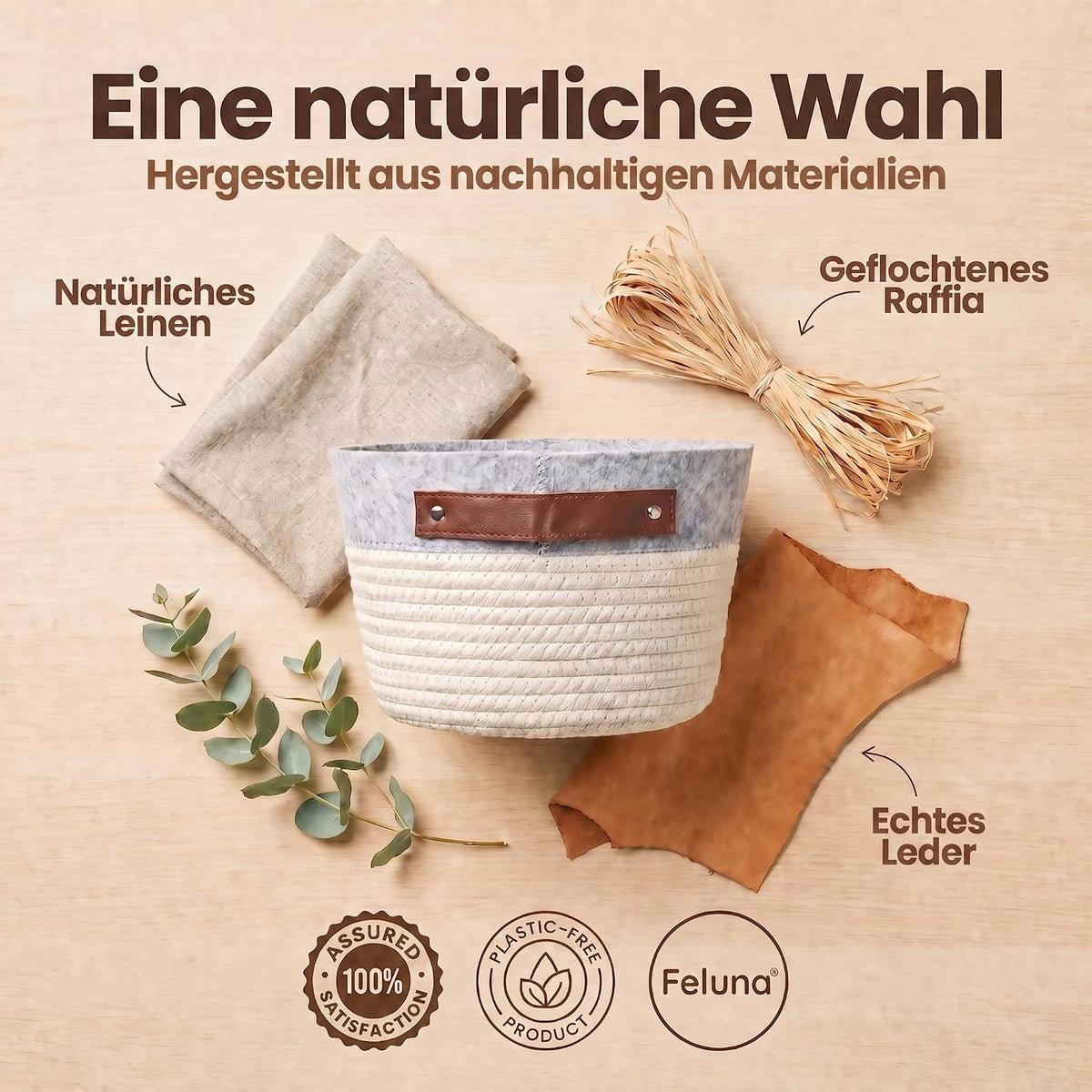 Feluna Bast-Korb - Formstabiler Aufbewahrungs- & Brotkorb