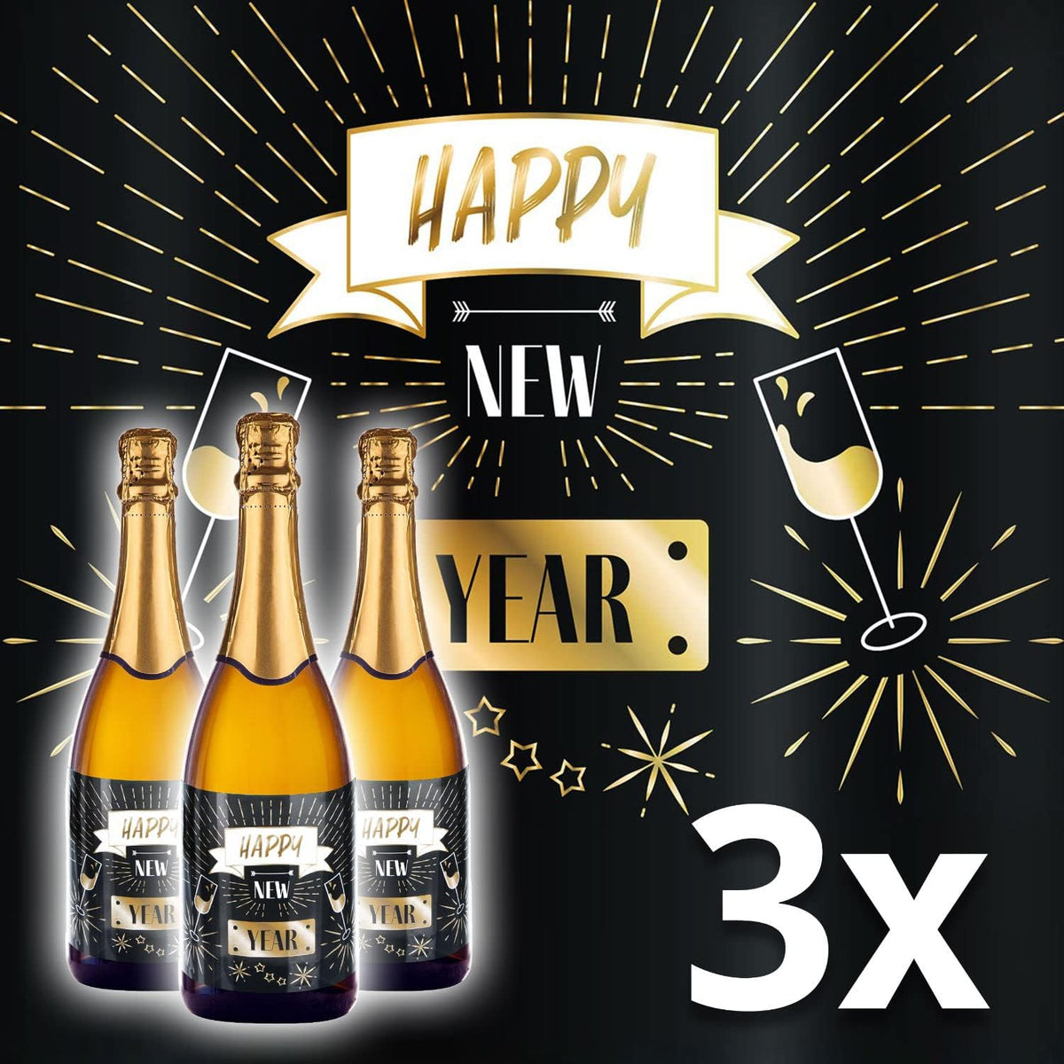 3x Flaschenetikett Verdient Bestanden – Geschenk für Prüfungen #Thema_Sylvester