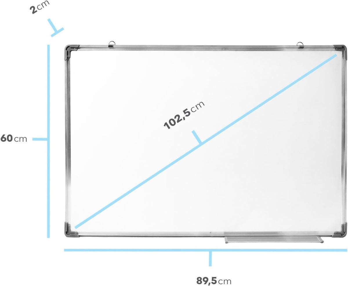 Magnetisches Whiteboard 90x60 cm mit Alurahmen & Ablage #Variante_Classic