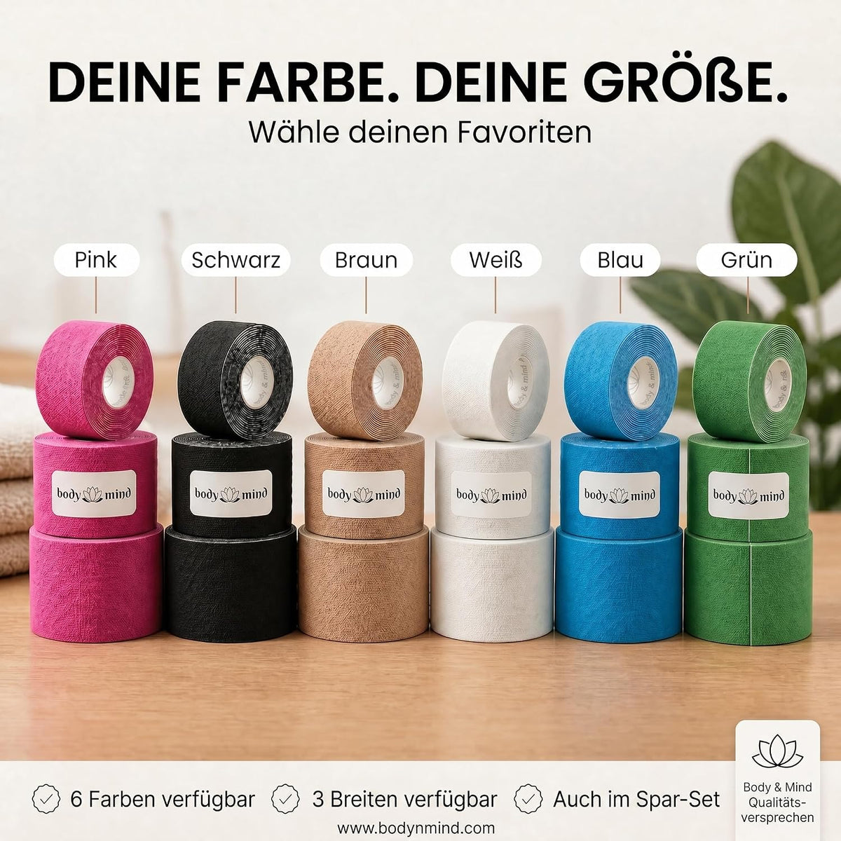 Kinesiologie Tape 10cm x 5m – Extra breites Sporttape Physio