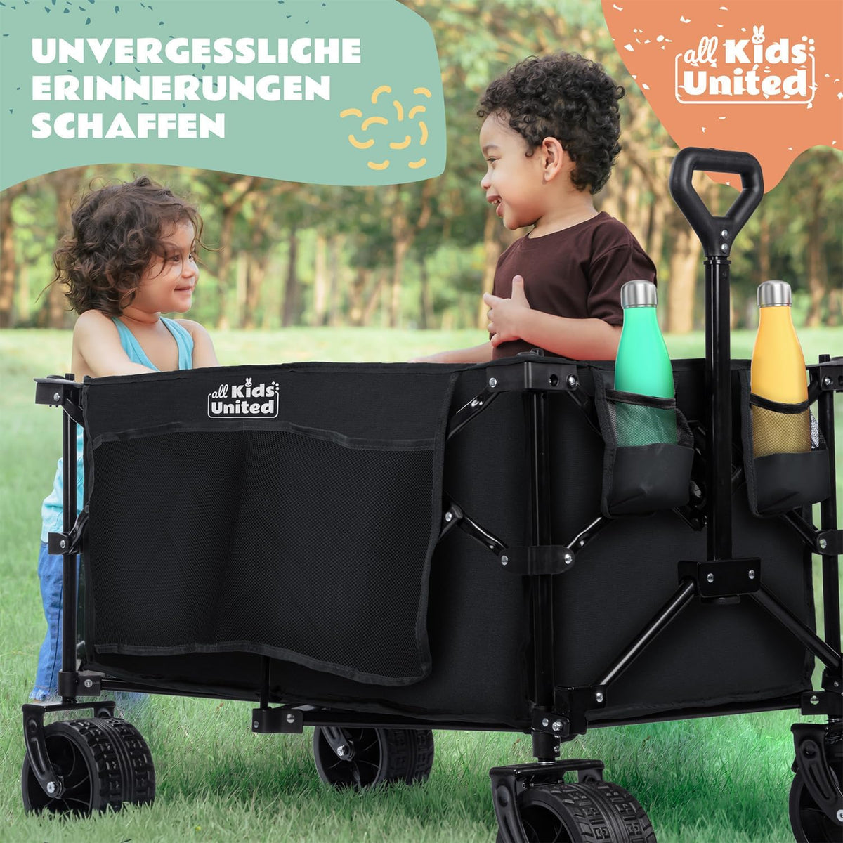 Faltbarer Bollerwagen - Strand-Buggy mit XXL Rädern & Bremse #Farbe_Schwarz