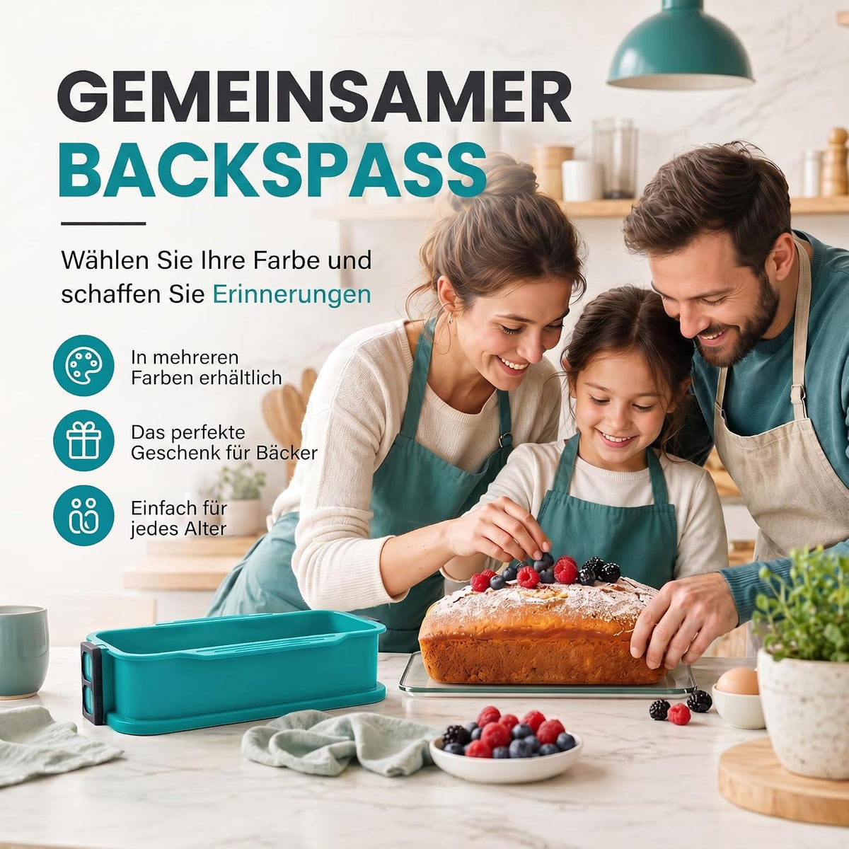 Silikon-Springform 23cm mit Glasboden – Auslaufsicher & Antihaft #Farbe_Kastenform