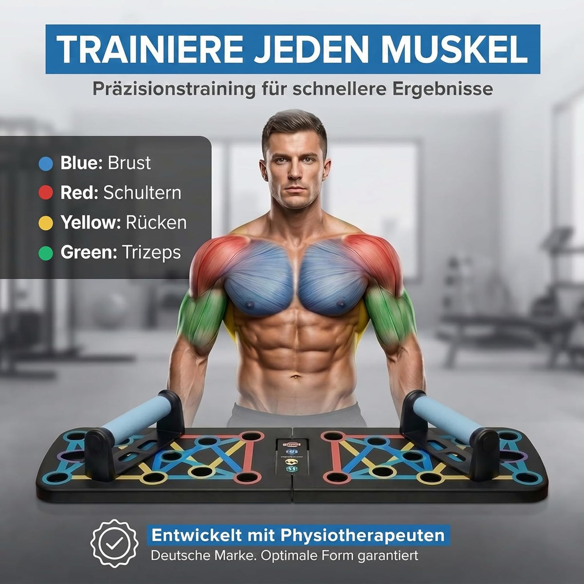20in1 Liegestütze-Brett Elite - Faltbares Push-Up Board mit Bändern