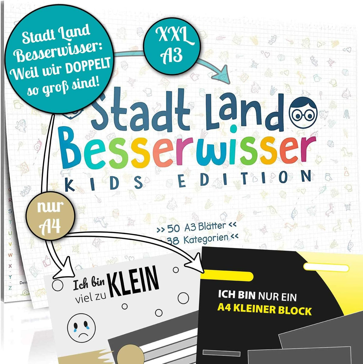 Stadt, Land, Besserwisser Kids - XXL Spiel-Block für Kinder