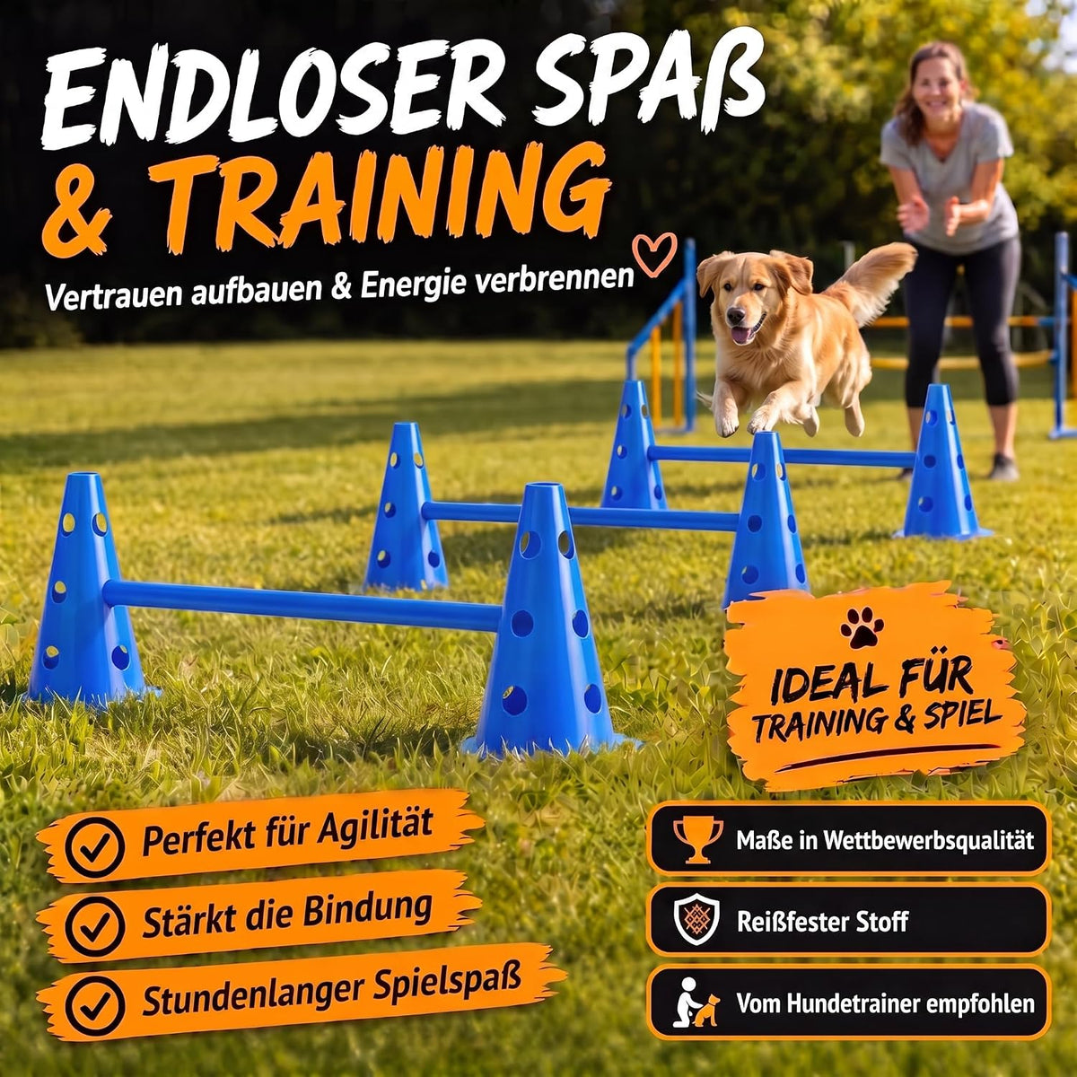 Hunde Agility Tunnel Set 500 cm - Spieltunnel mit Hürden #Variante_Kompakt