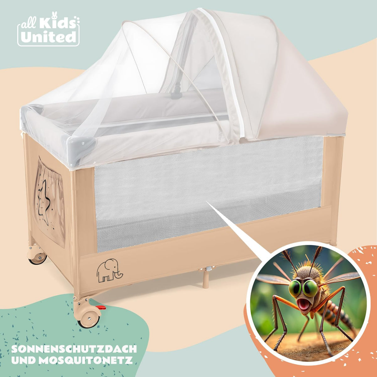 Baby-Reisebett Beige #Farbe_Beige