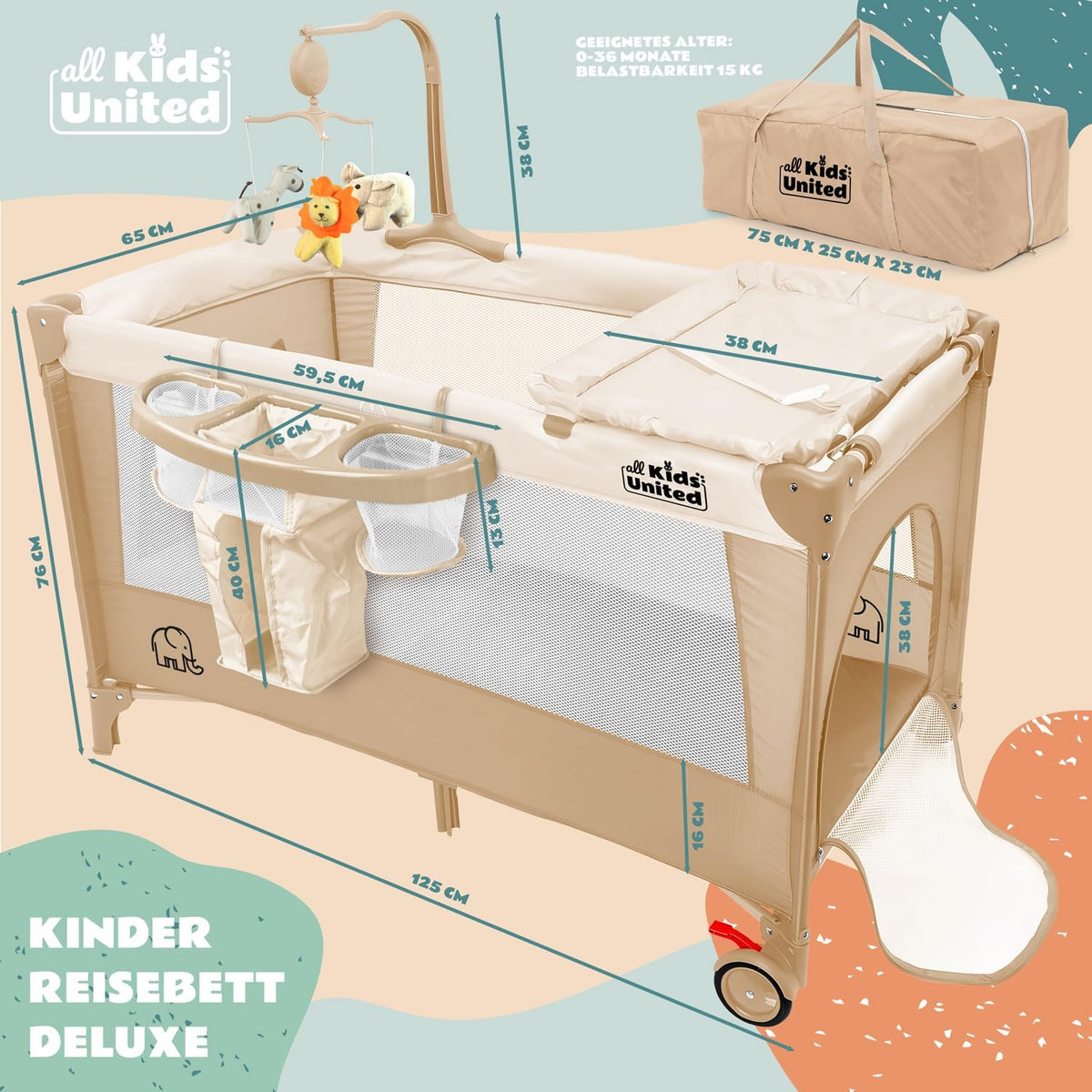 Baby-Reisebett Beige #Farbe_Beige