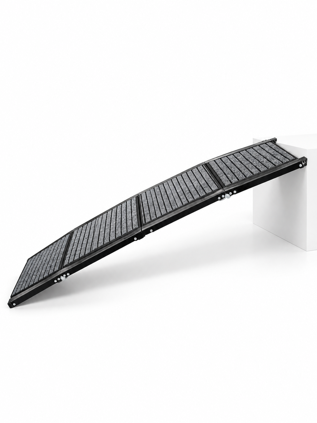 Advanced Hunderampe mit Aluminiumrahmen und grauer Lauffläche, vollständig aufgeklappt #Variante_Advanced