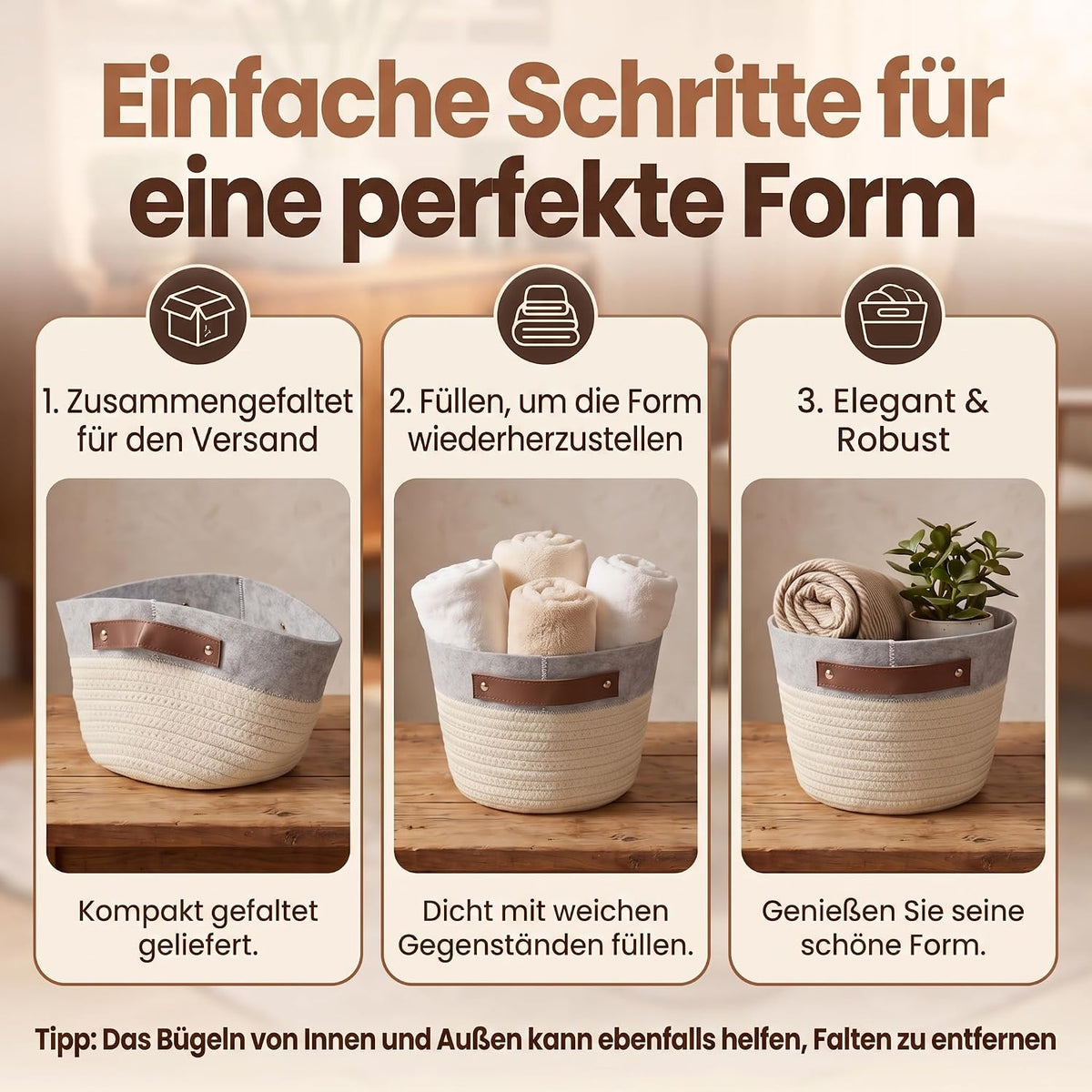 Feluna Bast-Korb - Formstabiler Aufbewahrungs- & Brotkorb
