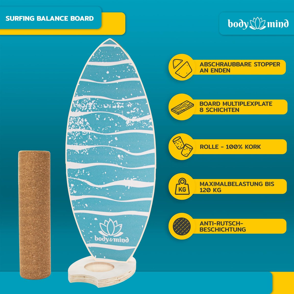 Balance-Board Surfbrett Light Waves Produktbild 2 #Farbe_Light Waves