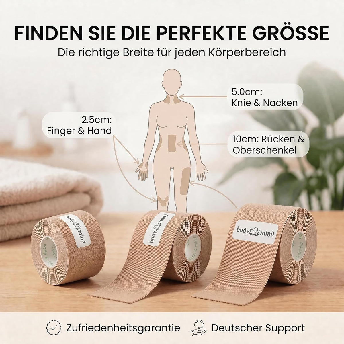 Kinesiologie Tape 10cm x 5m – Extra breites Sporttape Physio