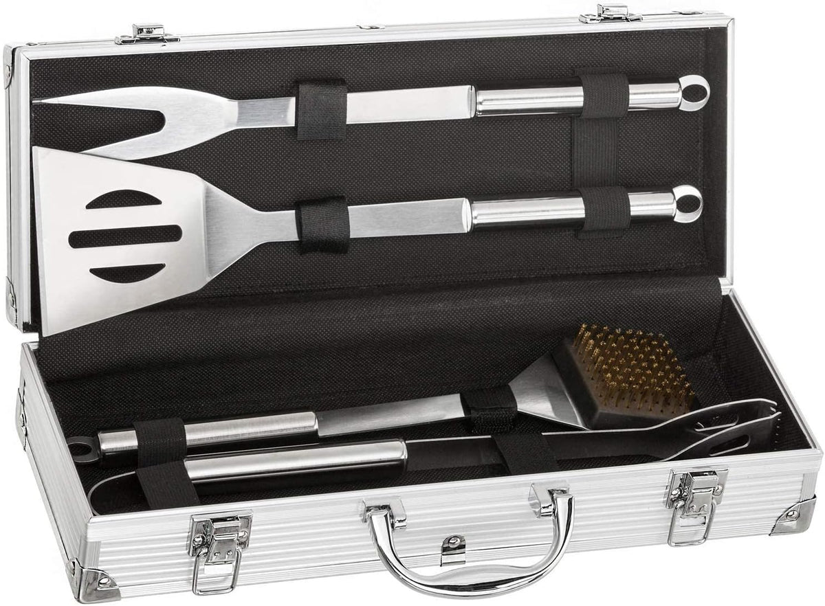 Dimono Grillbesteck-Set 5-teilig im edlen Aluminium-Kofferr