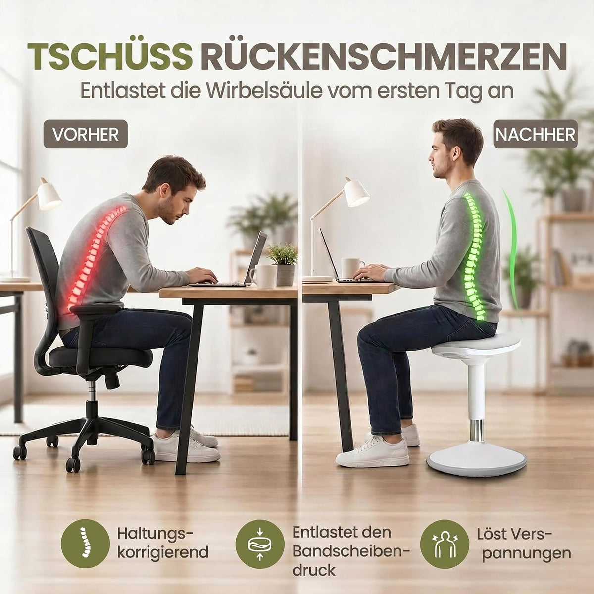 Ergonomischer Stehhocker 35-45cm - Höhenverstellbare Stehhilfe #Farbe_Hellgrau