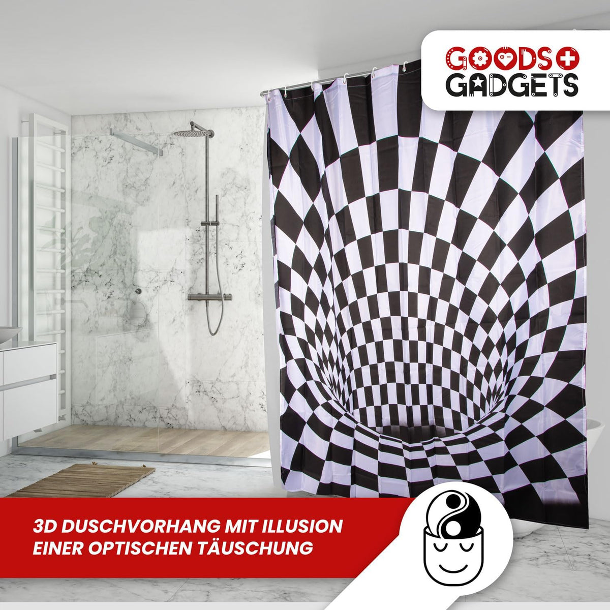 3D-Illusion Duschvorhang 180x200 cm – Wasserabweisend & Waschbar