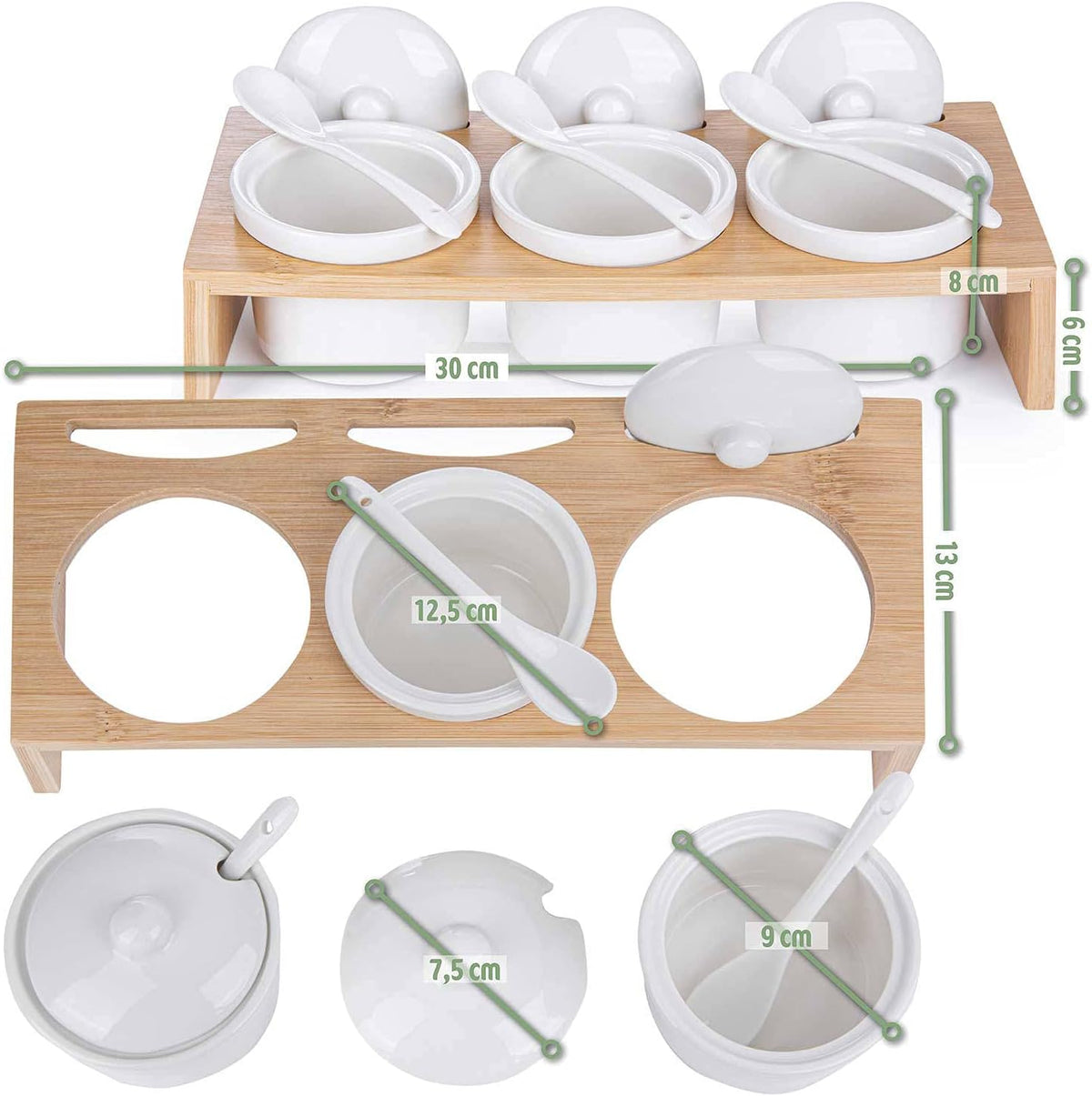 Gewürzdosen Set Porzellan – 3-tlg. Servierset für Gewürze & Snacks