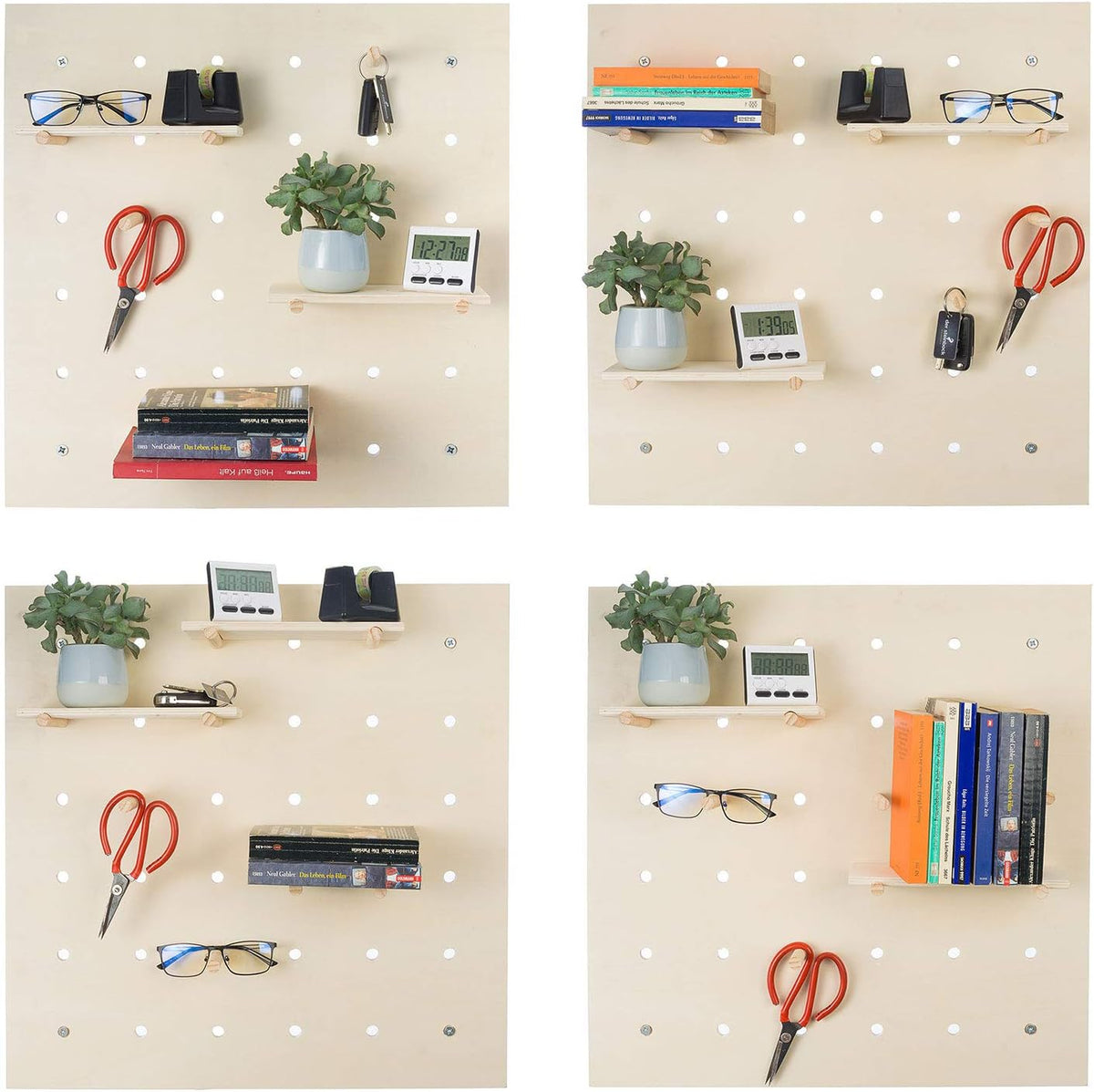 Holz Wandregal Pegboard – Flexibles Stecktafel System 58x58cm