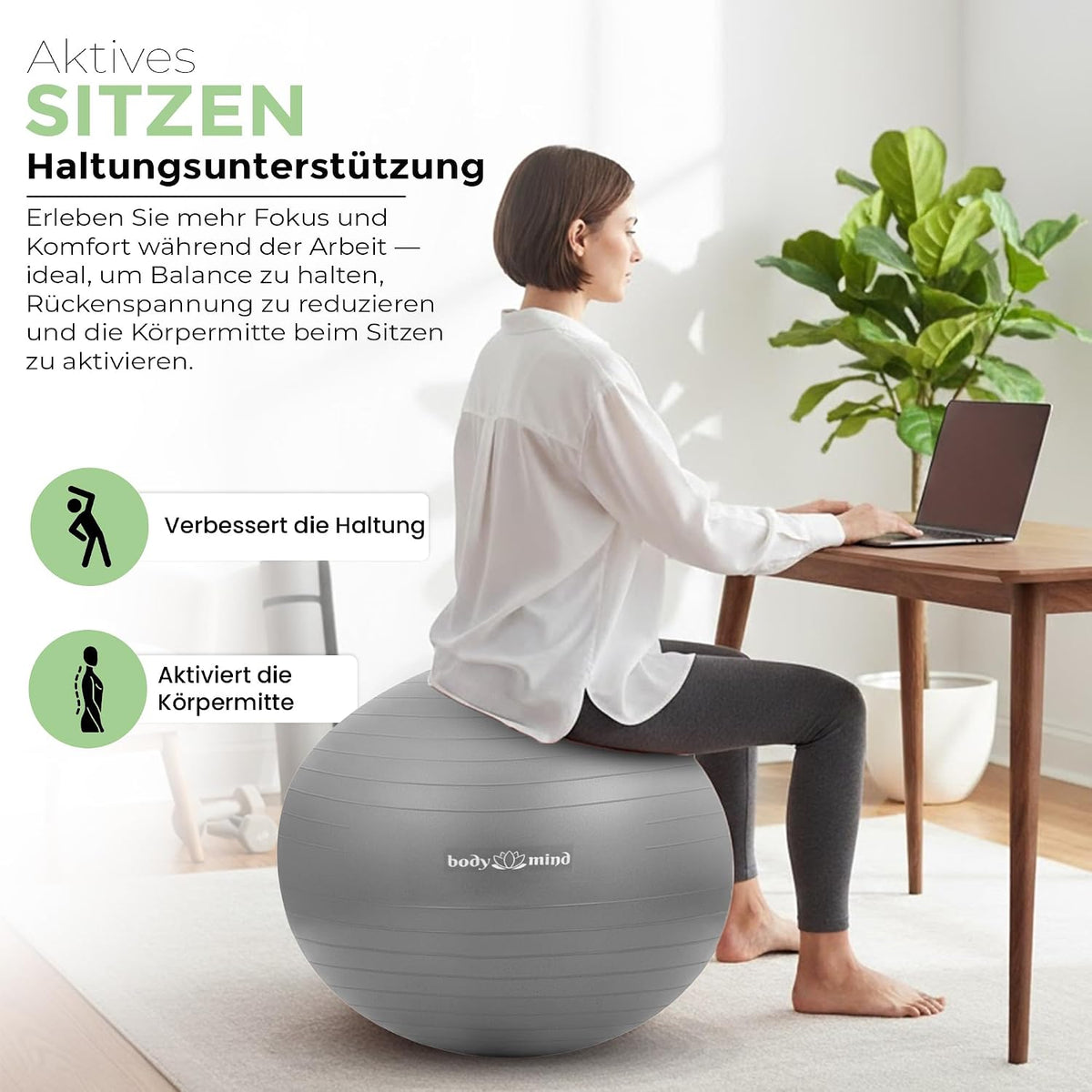 Body & Mind Gymnastikball Grau Detailbild #Farbe_Grau