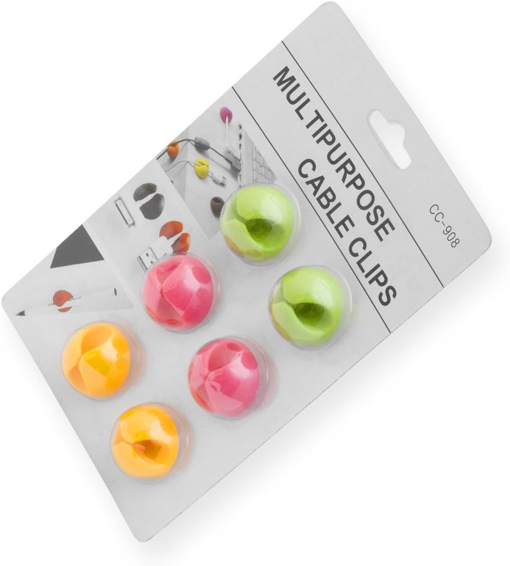6x Kabelclips für Schreibtisch - Selbstklebende Kabelhalterung #Farbe_Bunt