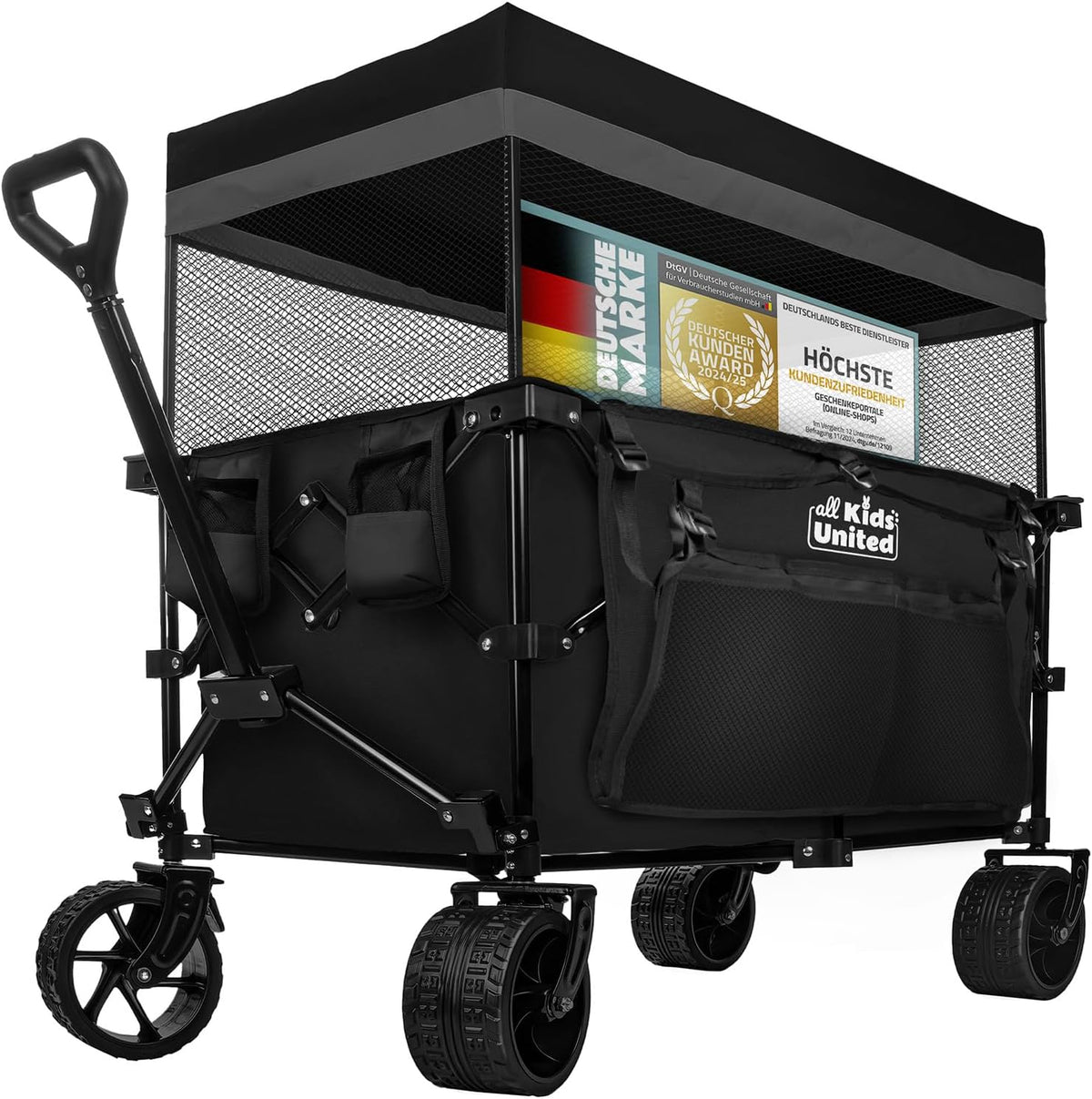 Faltbarer Bollerwagen - Strand-Buggy mit XXL Rädern & Bremse #Farbe_Schwarz